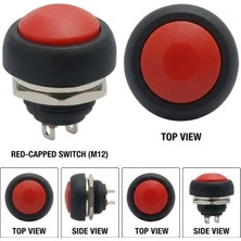 Sun-Snr Pano Butonu Mini Yuvarlak 12MM PBS33B Yaylı Anlık Tetiklemeli Push Button Kırmızı