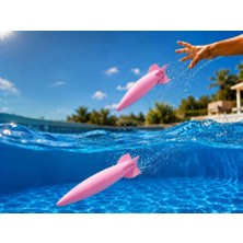 Bin1çeşit 3D Baskı Su Roketi Torpido Oyuncağı - Havuz Dalış Oyuncağı-Pembe