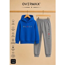 Overmax Çocuk Kapüşonlu Black Baskılı Eşofman Takımı– 3-12 Yaş