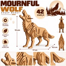 Algwood Mournful Wolf Ahşap Maket 42 Parça 3D Kurt Modeli Mdf Hobi ve Dekorasyon Figürü