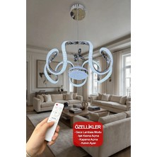 Reel Avize Büyük Badem LED Avize Çif Yönlü Top Kristal Silikonlu - 3 Renk Kumandalı