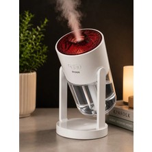 Bagajon Alev Efektli Hava Nemlendirici 280 ml – Ultrasonik Sessiz Aroma Difüzör, LED Gece Lambası, Otomatik Kapanma