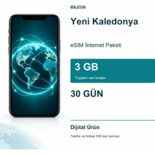 Bin1çeşit Yeni Kaledonya Esım Internet Paketi 3 GB 30 Gün