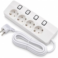 Yamatik Xman 4'lü Ayrı Anahtarlı 1.3 Metre 4000W 16AH Termal Güvenlik Akım Korumalı Grup Priz