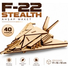 Algwood F22 Stealth Ahşap Maket 40 Parça 3D Mdf Savaş Uçağı Modeli Hobi Maketi