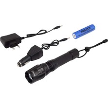 Bin1çeşit Ps-46 6 LED 5 Kademeli Zoomlu Şarjlı El Feneri
