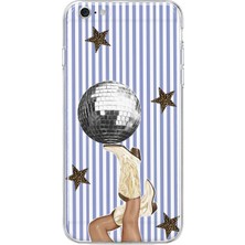 Mobilpad iPhone 6/6s Uyumlu Disco Topu Desenli Şeffaf Telefon Kılıfı