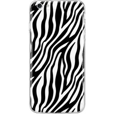 Mobilpad iPhone 6/6s Uyumlu Zebra Desenli Şeffaf Telefon Kılıfı