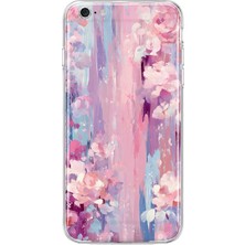 Mobilpad iPhone 6/6s Uyumlu Pastel Çiçek Desenli Şeffaf Telefon Kılıfı