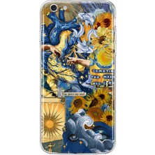 Mobilpad iPhone 6 Plus/6s Plus Uyumlu Van Gogh Kolaj Desenli Şeffaf Telefon Kılıfı
