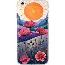 Mobilpad iPhone 6/6s Uyumlu Güneş ve Çiçekler Desenli Şeffaf Telefon Kılıfı