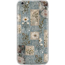 Mobilpad iPhone 6/6s Uyumlu Vintage Çiçekler Desenli Şeffaf Telefon Kılıfı
