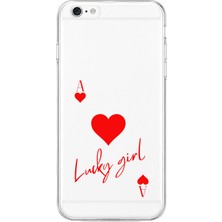 Mobilpad iPhone 6 Plus/6s Plus Uyumlu Lucky Girl Desenli Şeffaf Telefon Kılıfı