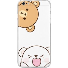 Mobilpad iPhone 6 Plus/6s Plus Uyumlu Ayıcıklar Desenli Şeffaf Telefon Kılıfı