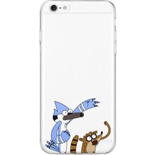Mobilpad iPhone 6 Plus/6s Plus Uyumlu Mordecai ve Rigby Desenli Şeffaf Telefon Kılıfı
