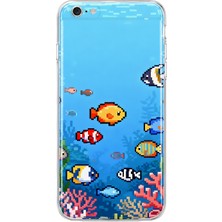 Mobilpad iPhone 6 Plus/6s Plus Uyumlu Balıklar Desenli Şeffaf Telefon Kılıfı