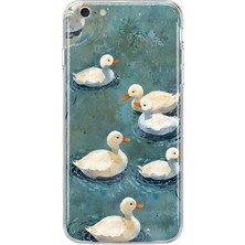 Mobilpad iPhone 6/6s Uyumlu Ördekler Desenli Şeffaf Telefon Kılıfı