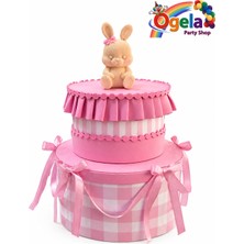 Ogela Party Tavşan Konseptli Maket Pasta - Kız Çocuk Yaş & Baby Shower Fotoğraf Çekim Pastası