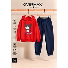 Overmax Kuromi Baskılı Kız Çocuk Kapüşonlu Sweatshirt & Eşofman Takımı- 3-12 Yaş