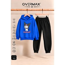 Overmax Kuromi Baskılı Kız Çocuk Kapüşonlu Sweatshirt & Eşofman Takımı- 3-12 Yaş