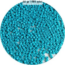Bin1çeşit Turquaz Mavi Renk 4 mm Yaklaşık 660 Adet / 60 Gram Cam Boncuk Oya Yazma Bileklik ve Kolye