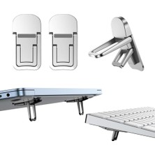 Str Store Store 2 Adet Mini Katlanabilir Dizüstü Bilgisayar Laptop Standı, Taşınabilir Klavye Yükseltici 2 Ayarlanabilir Açılar, Kendinden Yapışkanlı Görünmez Dizüstü Bilgisayar Standı Masa Için (Gri)