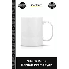 Carlburn Özel Üretim Hediyelik Porselen Baskılı Beyaz Sihirli Kupa Bardak Promosyon