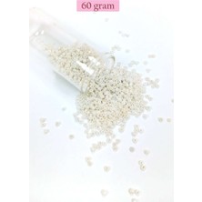 Bin1çeşit Dökme Cam Kum Boncuk (11/0) 2 mm - 60 Gram - Parlak Beyaz - BNC065