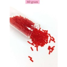 Bin1çeşit Uzun Boru Kesme Boncuk Çap 2mm Uzunluk 10 mm - 60 Gram - Kırmızı - BNC284