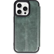 Hubrendy Mep Iphone 14 Pro Max Kılıf Flip Cover - Koyu Yeşil