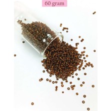 Bin1çeşit Dökme Cam Kum Boncuk (11/0) 2 mm - 60 Gram - Çok Koyu Turuncu - BNC064