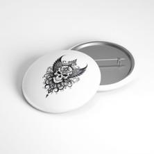 Beyaz Penguen Gotik Kafatası - 58MM Rozet