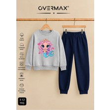 Overmax Deniz Kızı Baskılı Kapüşonsuz Sweatshirt Eşofman Takımı – 3-12 Yaş