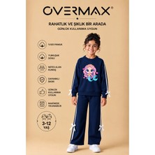 Overmax Kız Çocuk Şerit ve Fiyonk Detaylı Deniz Kızı Baskılı Eşofman Takımı – 3-12 Yaş
