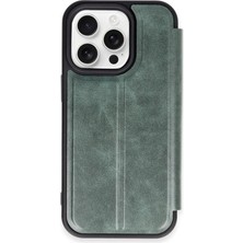 Hubrendy Mep Iphone 15 Pro Max Kılıf Flip Cover - Koyu Yeşil
