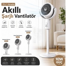 Str Store Smayling Şarjlı Ayaklı Vantilatör, Uzaktan Kumandalı, 5 Kademeli Hız, Type-C Şarjlı, 120° Otomatik Salınım, 180° Açı Ayarlı, 1-8 Saat Zamanlayıcı, 3 Yükseklik Ayarlı, Sessiz Brushless Motor, 10W