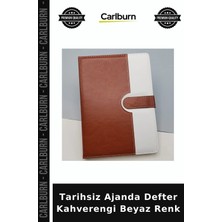 Carlburn Özel Üretim Ofis Hediyelik Not Defteri Kapaklı Çizgili Tarihsiz Ajanda Defter Kahverengi Beyaz Renk