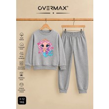 Overmax Deniz Kızı Baskılı Kapüşonsuz Sweatshirt Eşofman Takımı – 3-12 Yaş