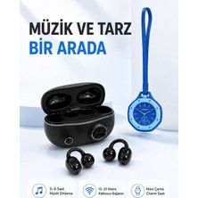 Bin1çeşit Şarj Kutulu Kablosuz Kulaklık ve Askılı Mavi Charm Saat Avantajlı Ikili Set