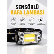 Bin1çeşit Sensör Kontrollü Şarjlı Beyaz LED Kafa Lambası ve El Feneri