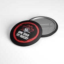Beyaz Penguen Game Over Try Again - 58MM Rozet