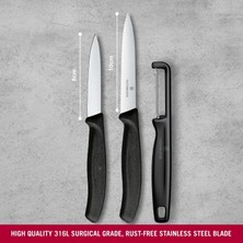 Str Store 6.7113.33 Swiss Classic 3lü Bıçak ve Soyacak Set, Siyah