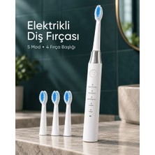 Str Store Değiştirilebilir Başlıklı Beyaz Elektrikli Diş Fırçası 5 Mod ve 3 Yedek Başlık