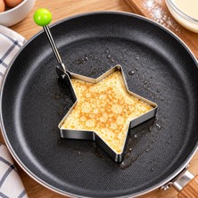 Str Store Paslanmaz Çelik Yumurta ve Krep Şekillendirici Kalıp, Yapışmaz Pancake Omlet Pişirme Aparatı, Kahvaltılık Yumurta Formu, Pratik Metal Pişirme Kalıbı (Beş Köşeli Yıldız)