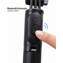 Str Store Seyahat ve Günlük Kullanım Için Bluetooth Kumandalı Siyah Selfie Çubuğu