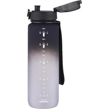 Str Store Uzspace 1000ML Büyük Boy Soft Touch Çift Renk Motivasyon Tritan Su Matarası (Siyah-Beyaz)