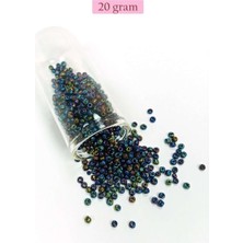 Bin1çeşit Dökme Cam Kum Boncuk (8/0) 3 mm - 20 Gram - Lacivert Yeşil - BNC169