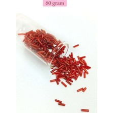 Bin1çeşit Uzun Boru Kesme Boncuk Çap 2mm Uzunluk 10 mm - 60 Gram - Şeffaf Kırmızı - BNC299