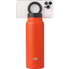 Str Store BL10 Magpro Manyetik Telefon Tutuculu Çelik Termos, 710 ml (24 Oz) Vakumlu Çift Katman Matara, Magsafe Uyumlu 360° Dönebilen Pipetli Kapak, 24 Saat Soğuk / 12 Saat Sıcak Tutucu (Turuncu)