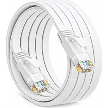 BK Teknoloji 1.5 Metre Flat Cat6 Ethernet Ağ Kablosu RJ45 Erkek-Erkek Beyaz